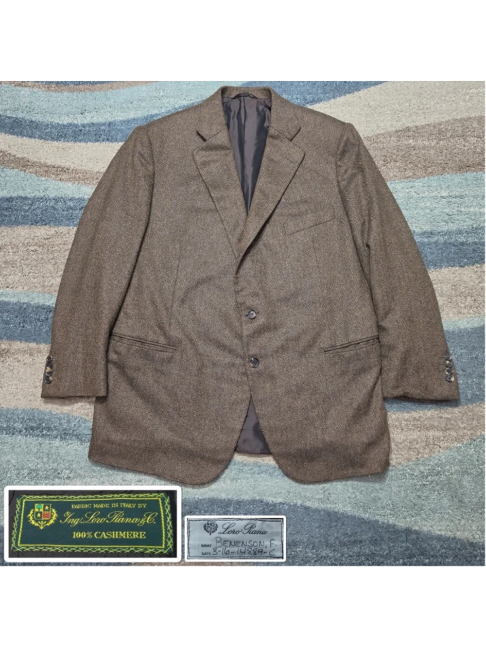 Loro Piana Cashmere Blazer Mens 100% Cashmere Herringbone Sport Coat Italy